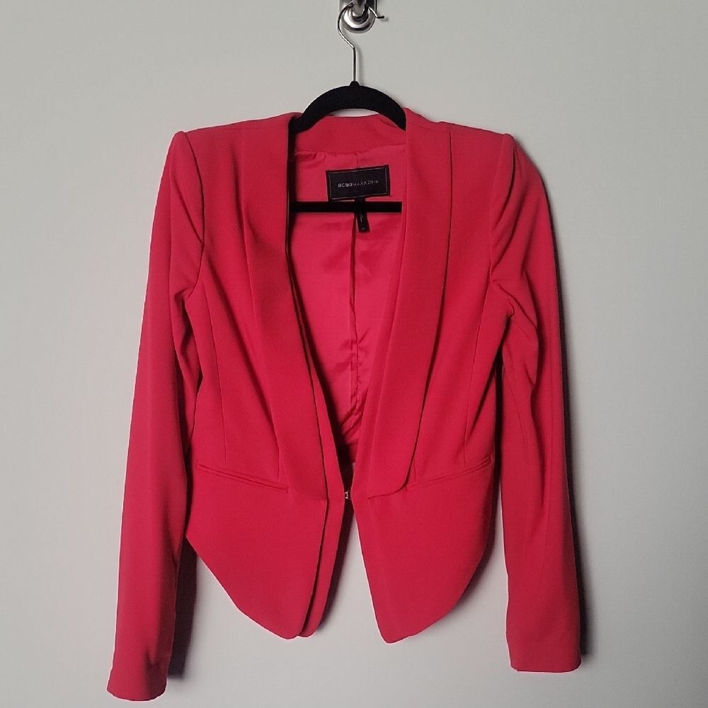 NEW BCBG Max Azria Alex Red Blazer XS Jacket Fitted Sexy Tapered Crop Feminine